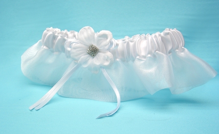 Silk Flower Garter with Square Crystal